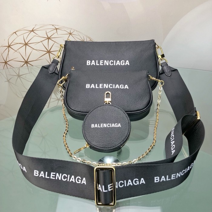 Ba*len*cia*ga multi pochette leather bag black