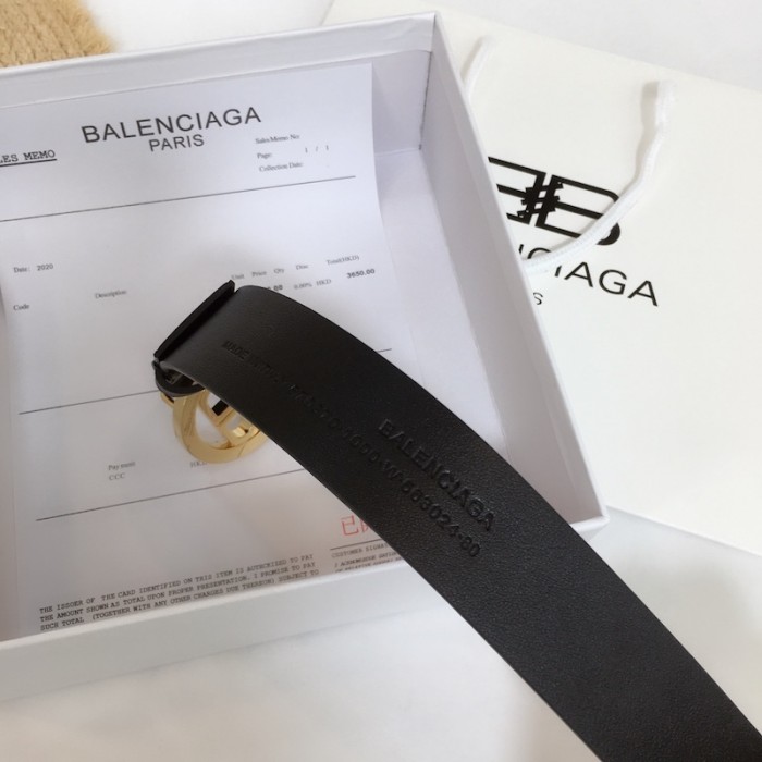 Ba*len*cia*ga circle bb belt black / gold