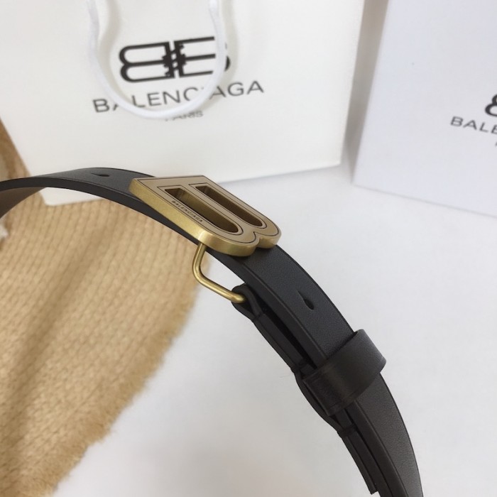 Ba*len*cia*ga hourglass thin belt black / gold