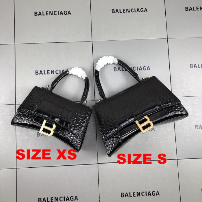 Ba*len*cia*ga women''s hourglass xs handbag in black / gold