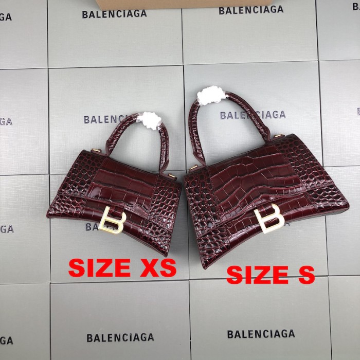 Ba*len*cia*ga women''s hourglass xs handbag in dark red