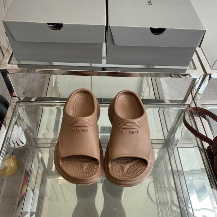 Ba*len*cia*ga pool crocs™ slide sandal in brown