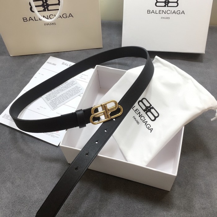 Ba*len*cia*ga women bb thin belt black / gold