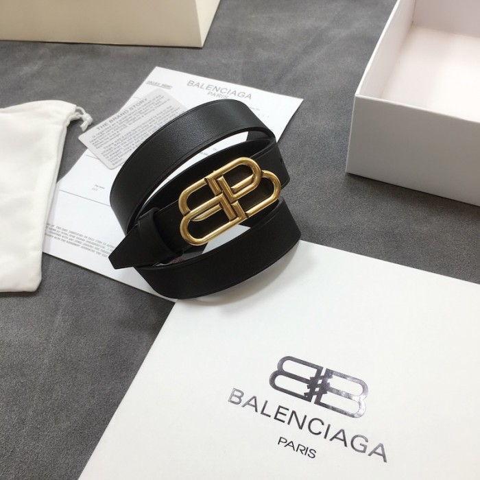 Ba*len*cia*ga women bb thin belt black / gold