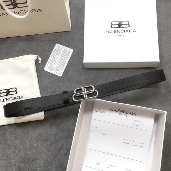 Ba*len*cia*ga women bb thin belt black / silver