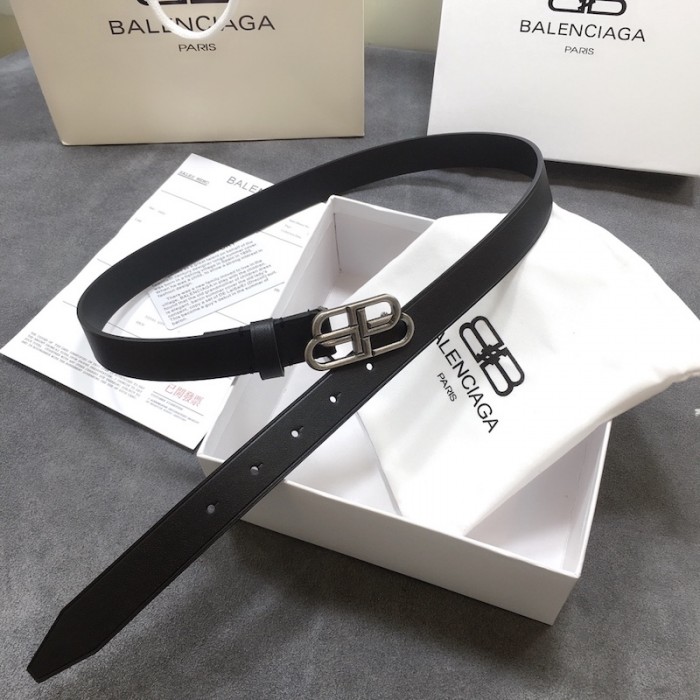 Ba*len*cia*ga women bb thin belt black / silver