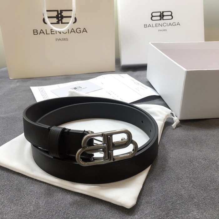 Ba*len*cia*ga women bb thin belt black / silver