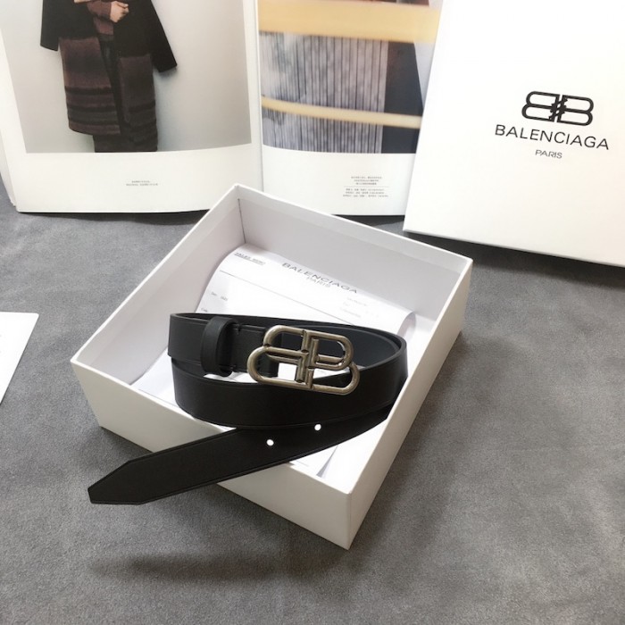 Ba*len*cia*ga women bb thin belt black / silver