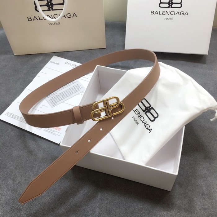 Ba*len*cia*ga women bb thin belt tan / gold