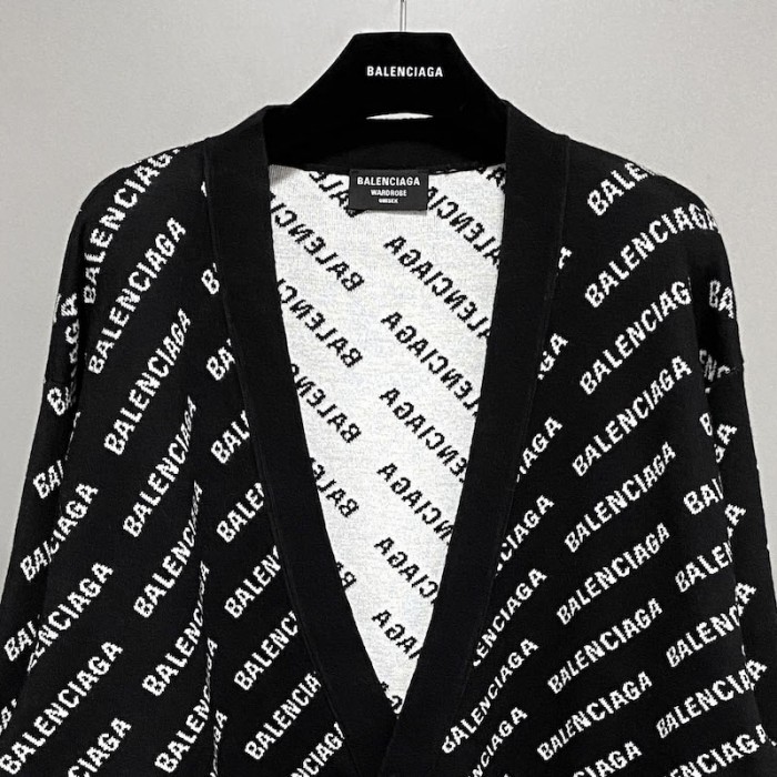 Ba*len*cia*ga mini allover logo cardigan in black