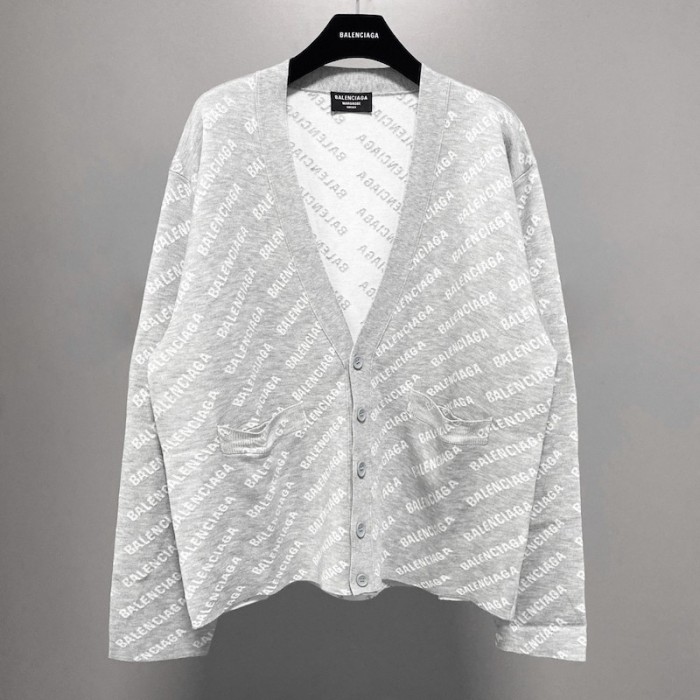 Ba*len*cia*ga mini allover logo cardigan in grey