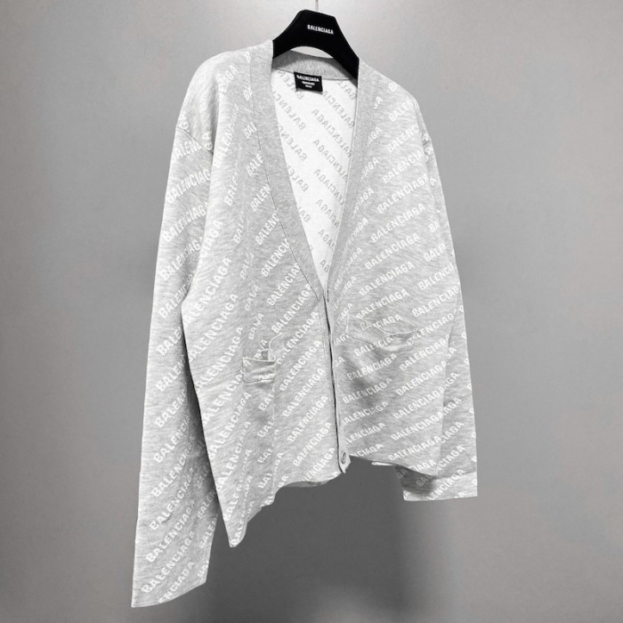 Ba*len*cia*ga mini allover logo cardigan in grey