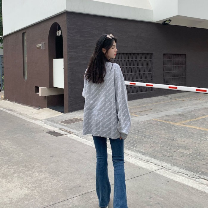 Ba*len*cia*ga mini allover logo cardigan in grey