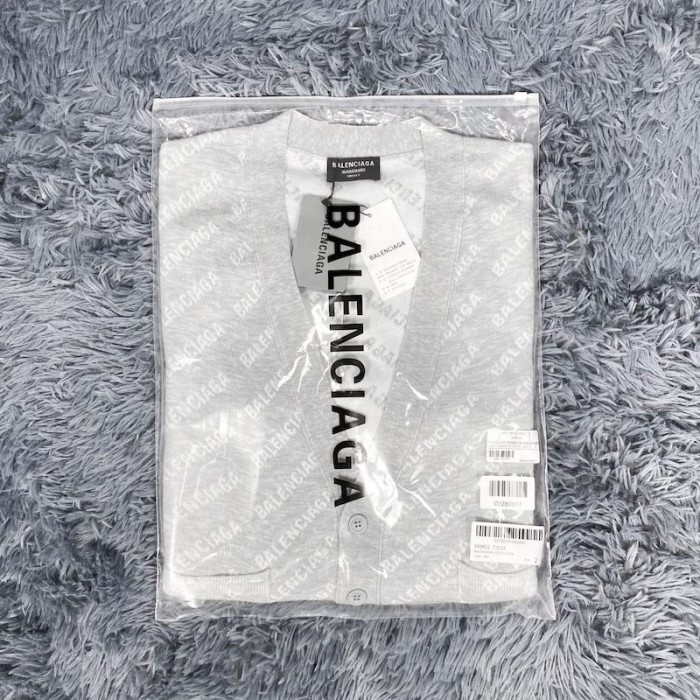 Ba*len*cia*ga mini allover logo cardigan in grey
