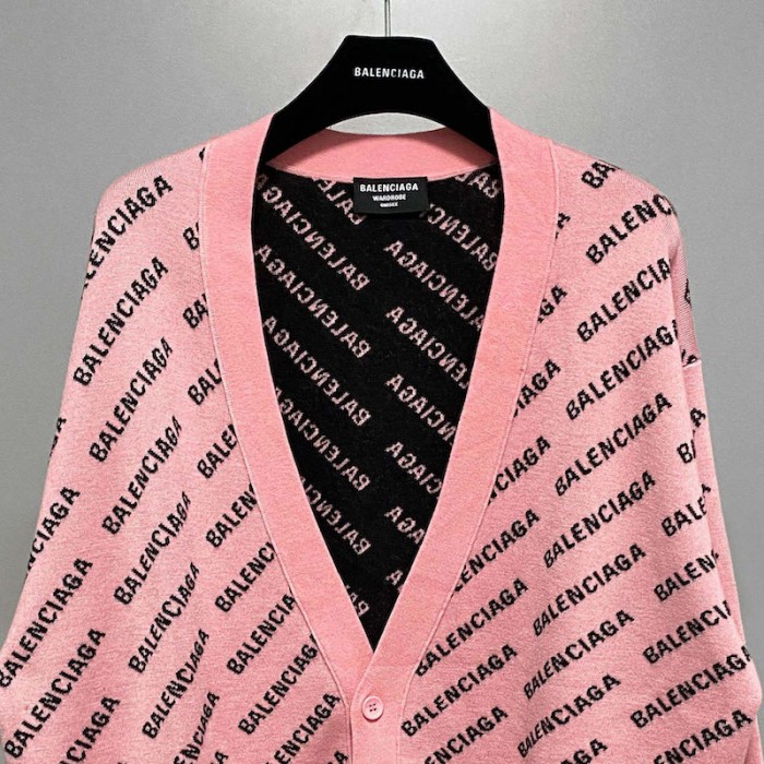 Ba*len*cia*ga mini allover logo cardigan in pink