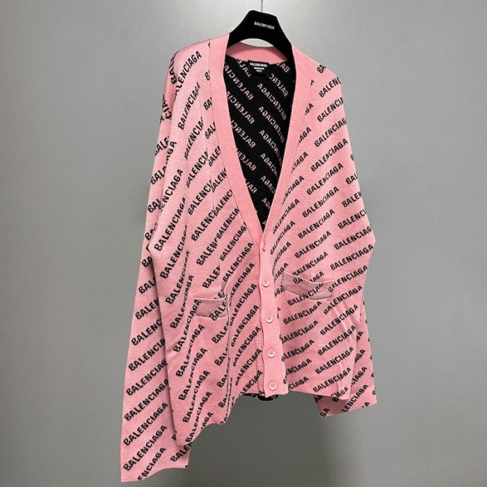 Ba*len*cia*ga mini allover logo cardigan in pink