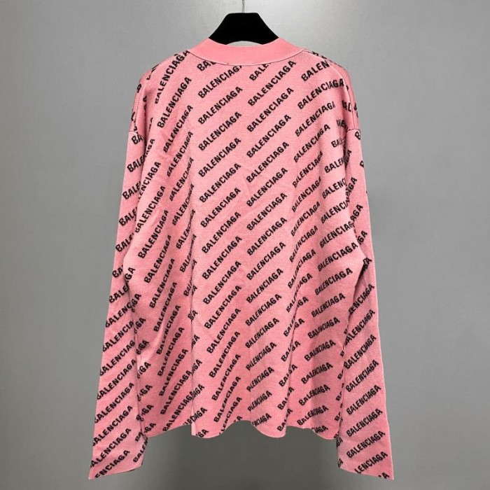 Ba*len*cia*ga mini allover logo cardigan in pink