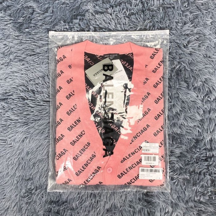 Ba*len*cia*ga mini allover logo cardigan in pink