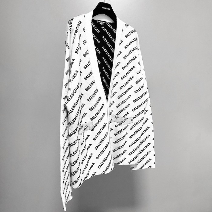 Ba*len*cia*ga mini allover logo cardigan in white