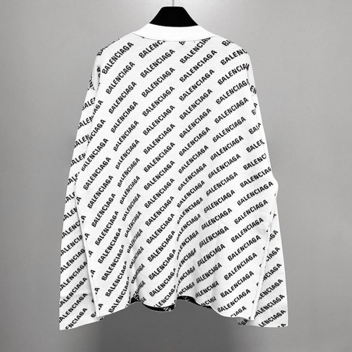 Ba*len*cia*ga mini allover logo cardigan in white