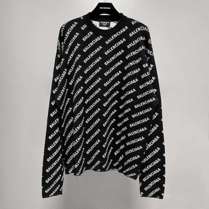 Ba*len*cia*ga mini allover logo sweater in black
