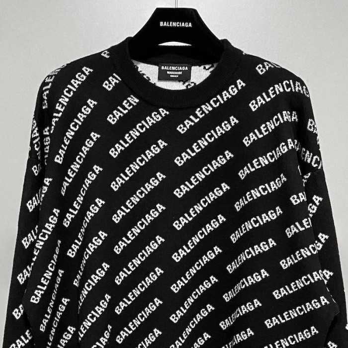 Ba*len*cia*ga mini allover logo sweater in black
