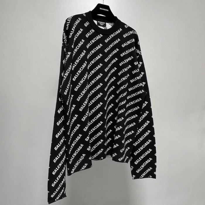 Ba*len*cia*ga mini allover logo sweater in black