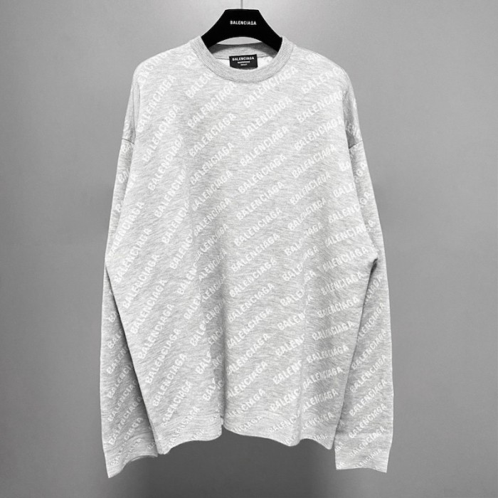 Ba*len*cia*ga mini allover logo sweater in grey