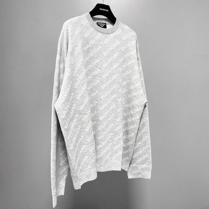 Ba*len*cia*ga mini allover logo sweater in grey
