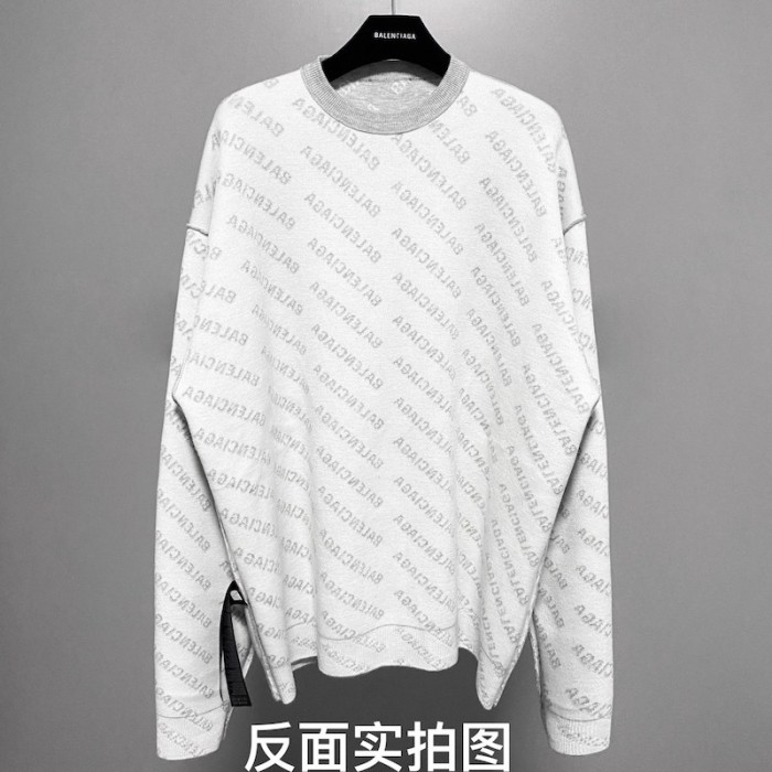 Ba*len*cia*ga mini allover logo sweater in grey