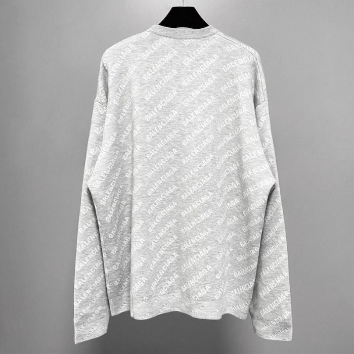 Ba*len*cia*ga mini allover logo sweater in grey