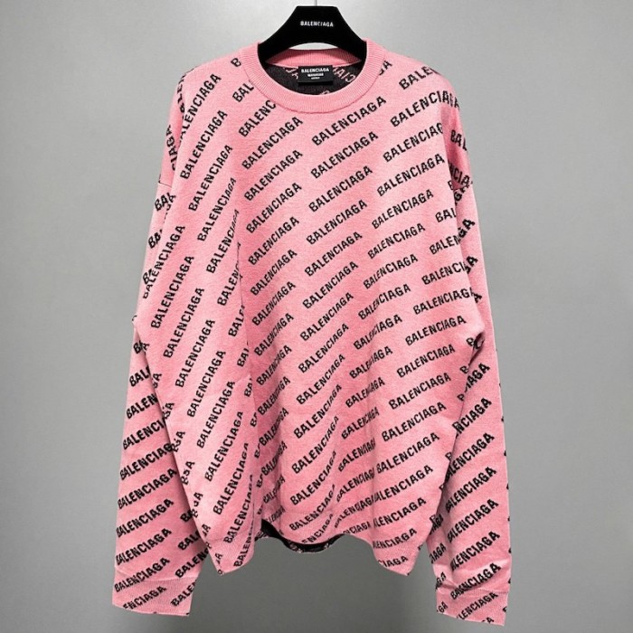 Ba*len*cia*ga mini allover logo sweater in pink
