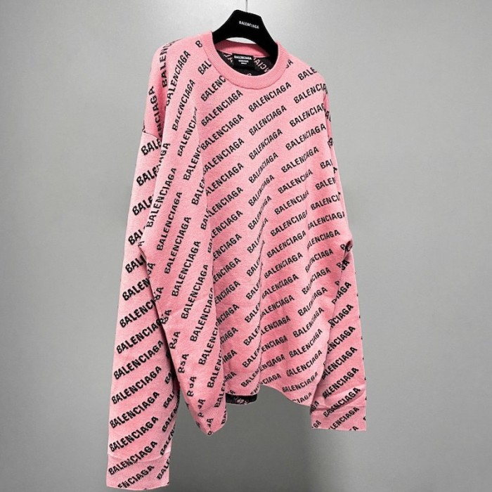 Ba*len*cia*ga mini allover logo sweater in pink