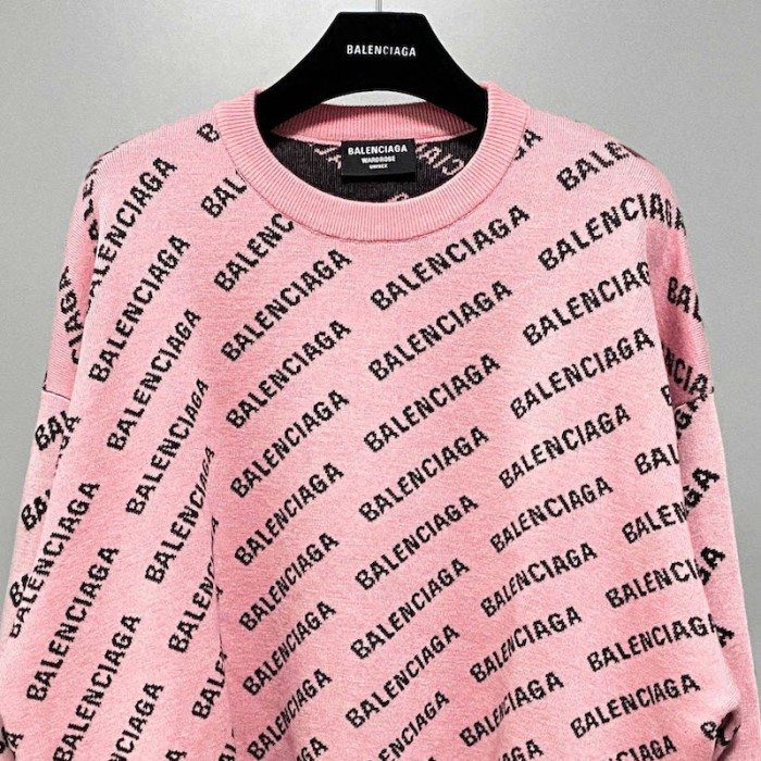 Ba*len*cia*ga mini allover logo sweater in pink