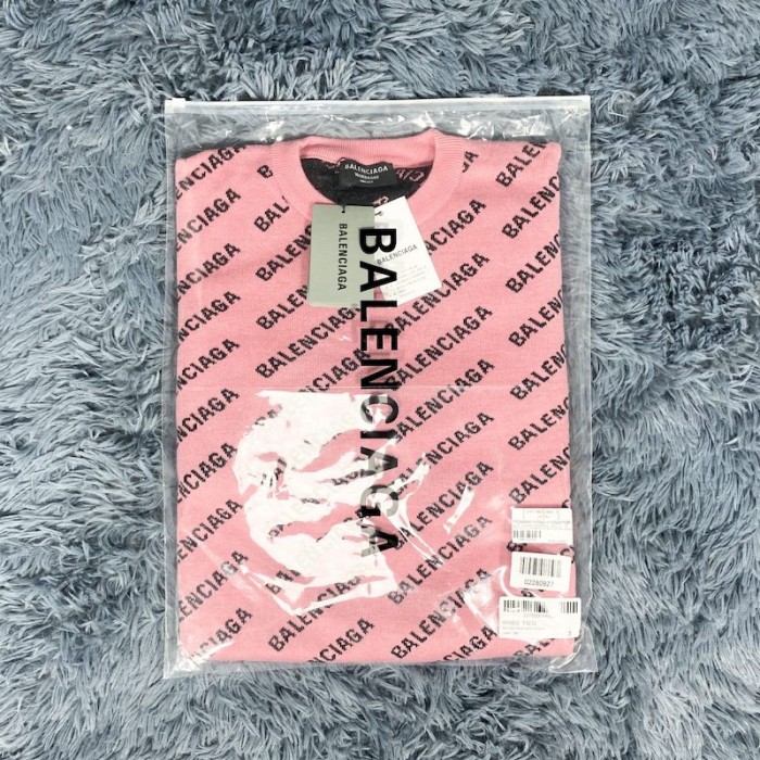 Ba*len*cia*ga mini allover logo sweater in pink
