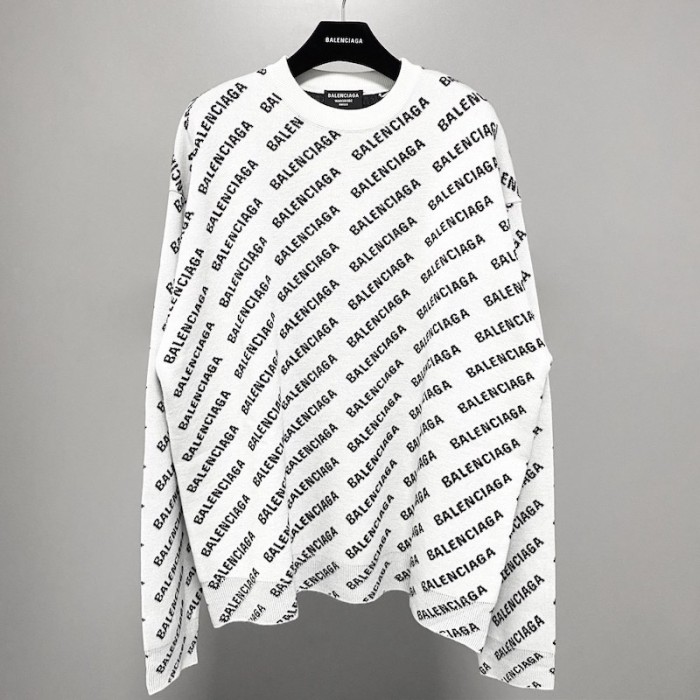Ba*len*cia*ga mini allover logo sweater in white