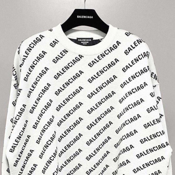 Ba*len*cia*ga mini allover logo sweater in white