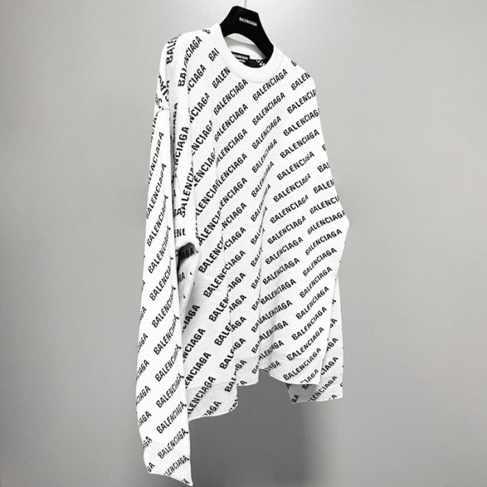 Ba*len*cia*ga mini allover logo sweater in white