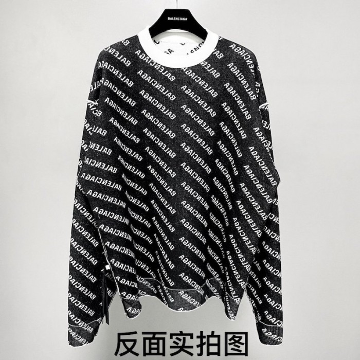 Ba*len*cia*ga mini allover logo sweater in white