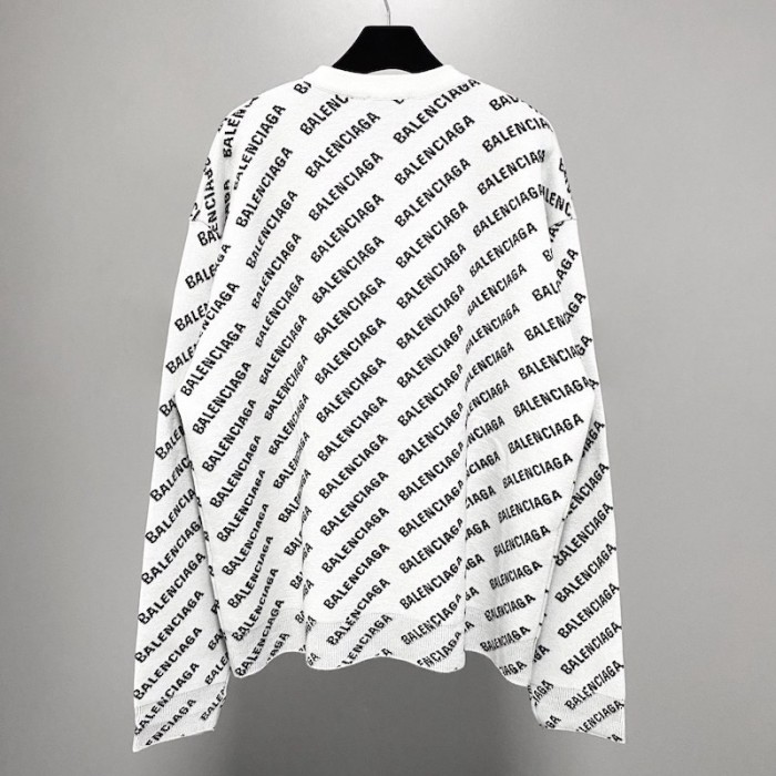 Ba*len*cia*ga mini allover logo sweater in white