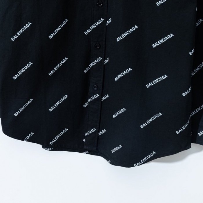balencaiga allover Ba*len*cia*ga logos cotton shirt black