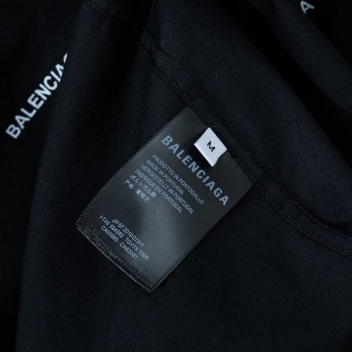 balencaiga allover Ba*len*cia*ga logos cotton shirt black