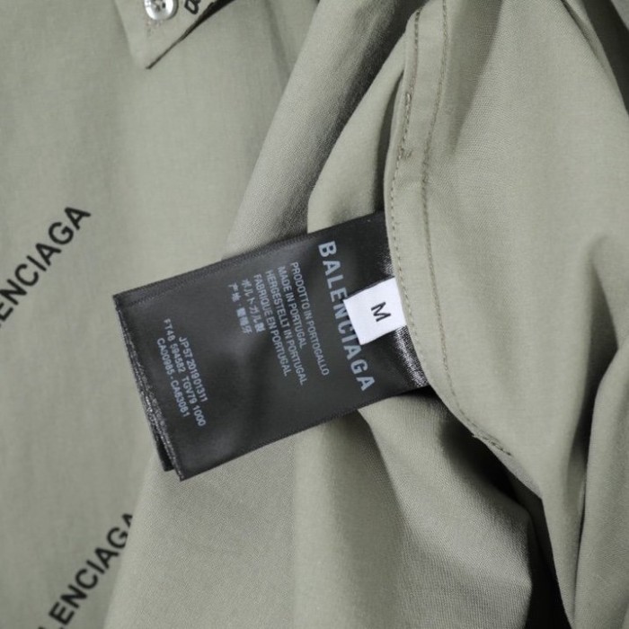 balencaiga allover Ba*len*cia*ga logos cotton shirt green