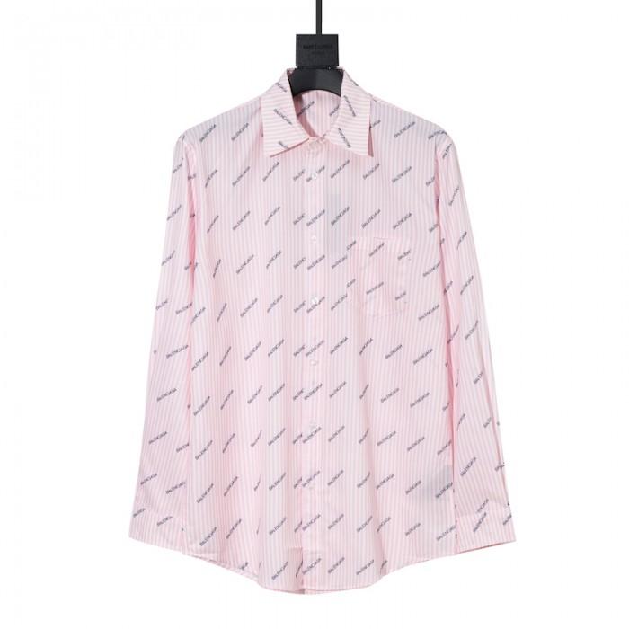 balencaiga allover Ba*len*cia*ga logos cotton shirt pink