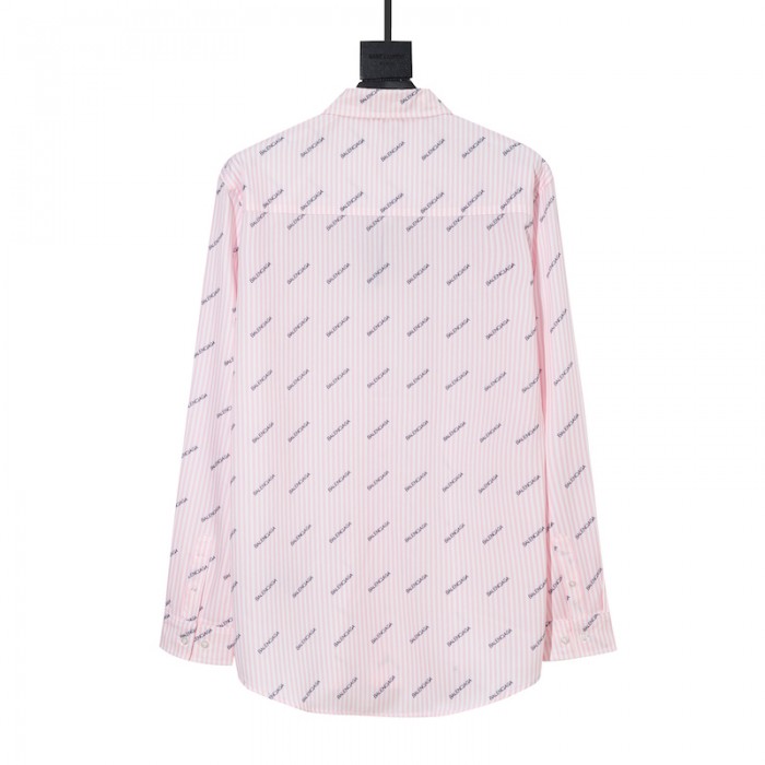 balencaiga allover Ba*len*cia*ga logos cotton shirt pink