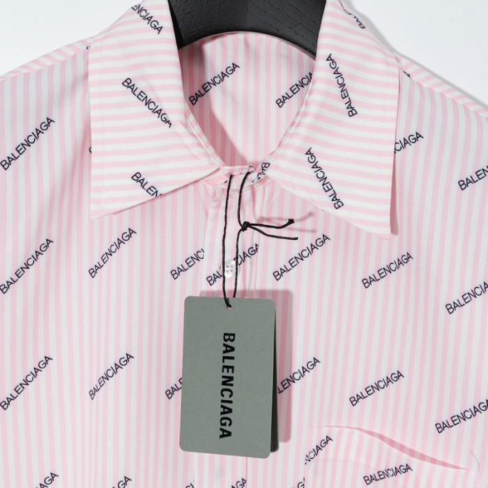 balencaiga allover Ba*len*cia*ga logos cotton shirt pink