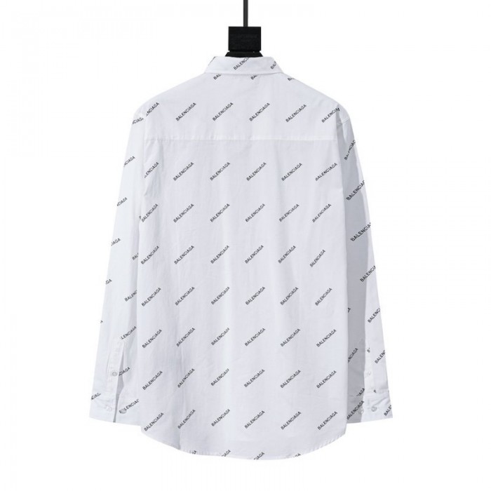 balencaiga allover Ba*len*cia*ga logos cotton shirt white