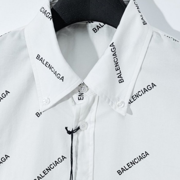 balencaiga allover Ba*len*cia*ga logos cotton shirt white