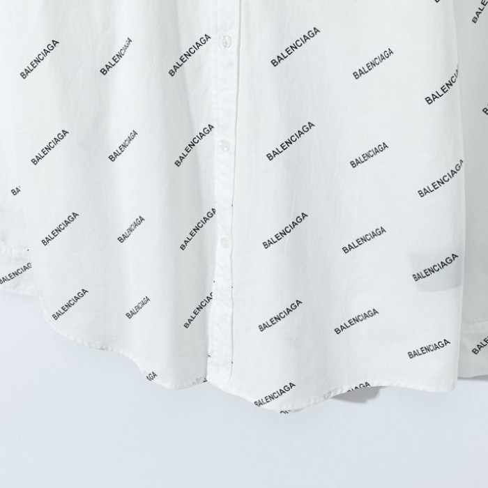 balencaiga allover Ba*len*cia*ga logos cotton shirt white
