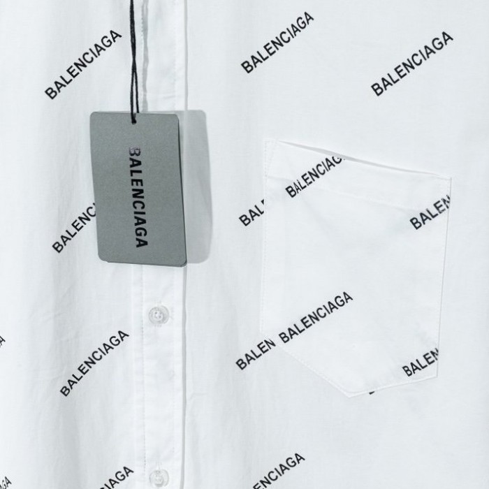 balencaiga allover Ba*len*cia*ga logos cotton shirt white